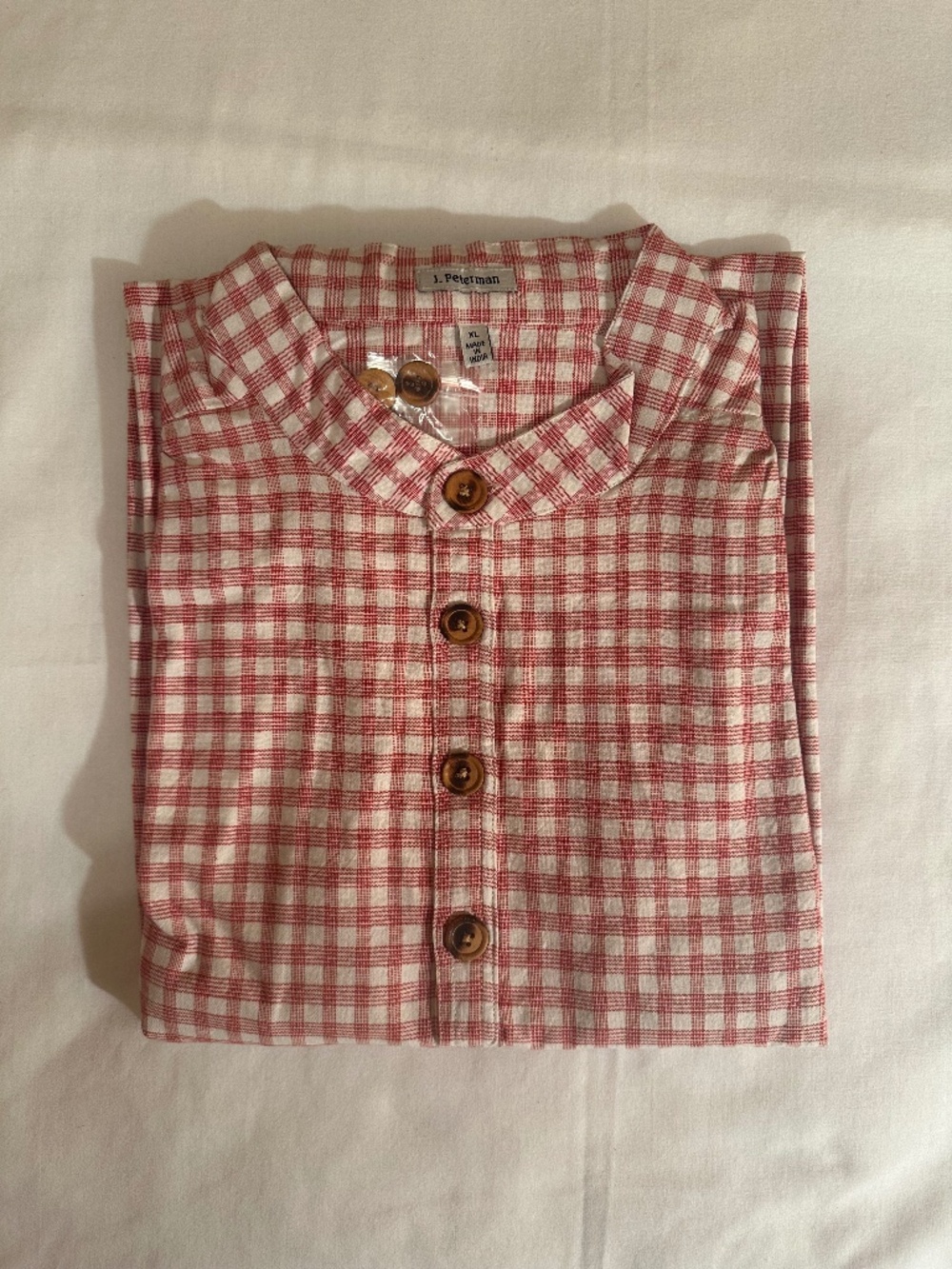 J.Peterman, XL, white and red checkered shirt
